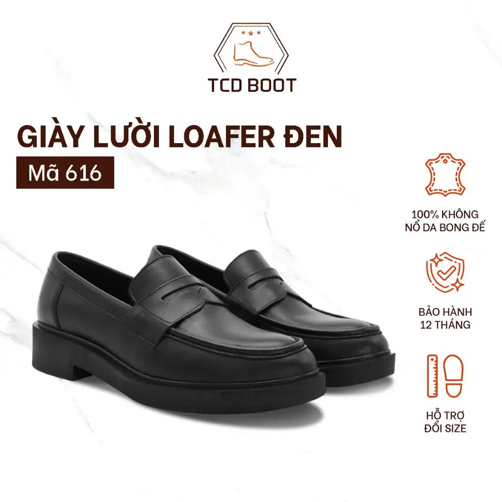 Giày Lười Nam Loafer Penny Black Da Xít Đế Cao Su, Giày Da Nam Kiểu Dáng Công Sở Cao Cấp - Xưởng Giày Chelsea Boot