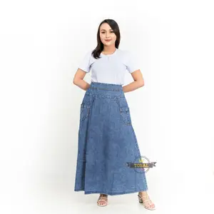 Sola - Rok Payung Jeans Premium Biru Snow Original Sola Kode 8847 Denim Panjang Wanita