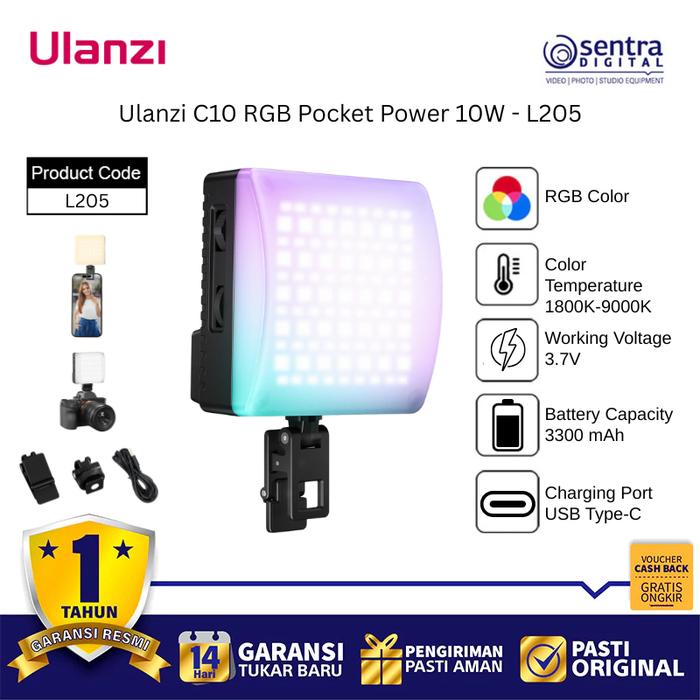 Gambar Ulanzi C10 RGB Pocket Power 10W - L205 dari Sentra Digital Kota Surabaya Tokopedia
