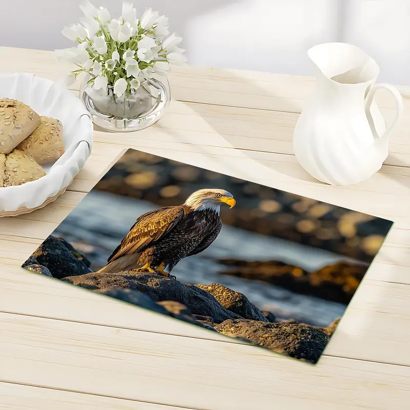 Eagle Pattern Glass Cutting Board, 1 Count Durable Heat Resistant Chopping Board with Non-slip Base, Kitchen Accessories for Home Dining Room Barbecue, Knives 5