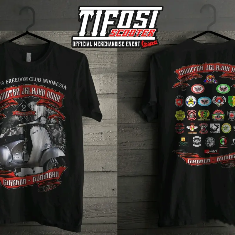 Baju Acara Vespa Kaos Event Vespa Original Bonus Stiker Tebal Pria Wanita Sablon Printing Digital 0