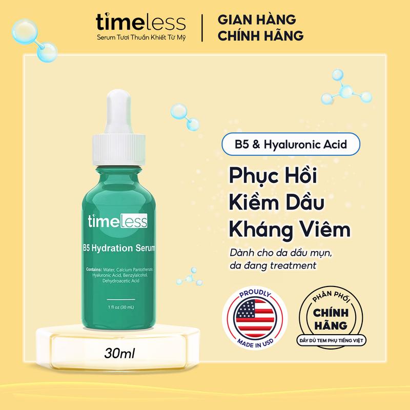 Serum Timeless Hỗ Trợ Dưỡng Ẩm Và Làm Lành Làm Dịu Làn Da Vitamin B5 30ml