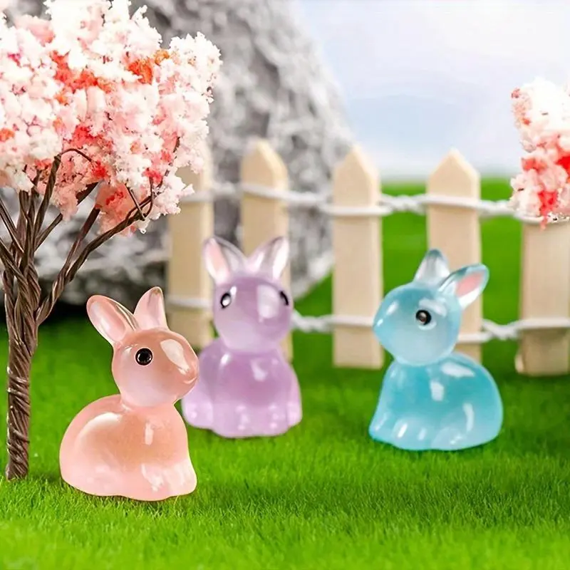 Cute Rabbit Design Resin Ornament, 20pcs/set Mini Rabbit Decoration, DIY Craft for Home Garden Party Wedding 2