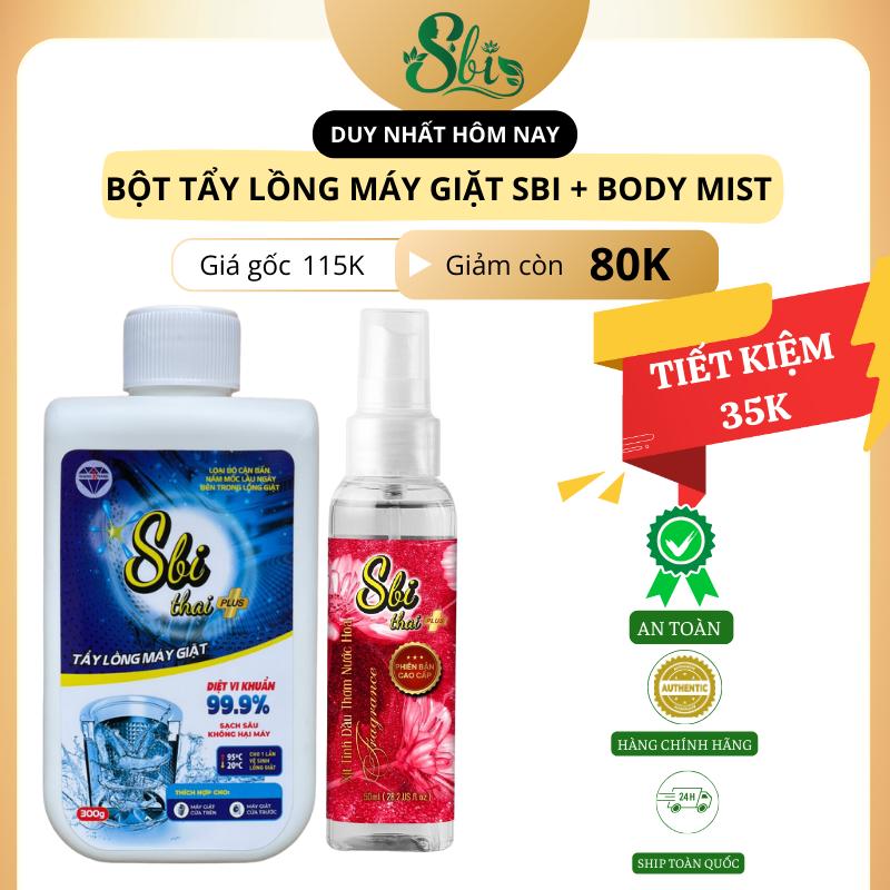 Bột Tẩy Lồng Máy Giặt Sbi 300gr Kèm Xịt Thơm Đa Năng , Loại Bỏ Nhanh Chóng Nấm Mốc , Vi Khuẩn Bám Trong Lồng Máy Giặt, Phù Hợp Cửa Ngang , Cửa Đứng Kem Làm Sạch