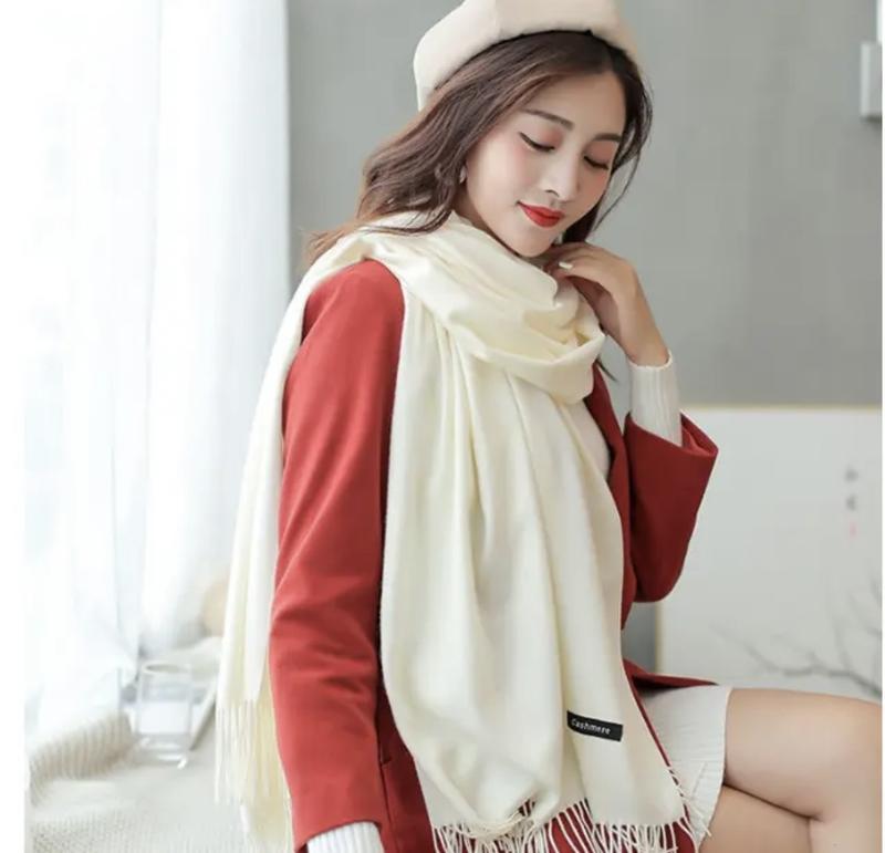 【MIAN Khăn Len Dạ Lông Cừu Cashmere Khăn Choàng Cổ Nam Nữ Bản To 200 x 70cm Quàng Cổ Cua Voan Càng Cua
