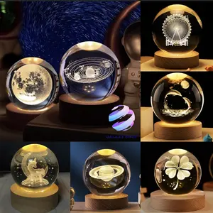 LAMPU BUAT KAMAR TIDUR LAMPU HIAS LED LAMPU HIAS KAMAR TIDUR HADIAH SPESIAL LAMPU MALAM BULAN BOLA KRISTAL Kayu