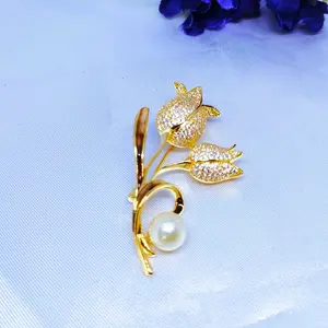 Bross Rhodium Mutiara laut Bersertifikat