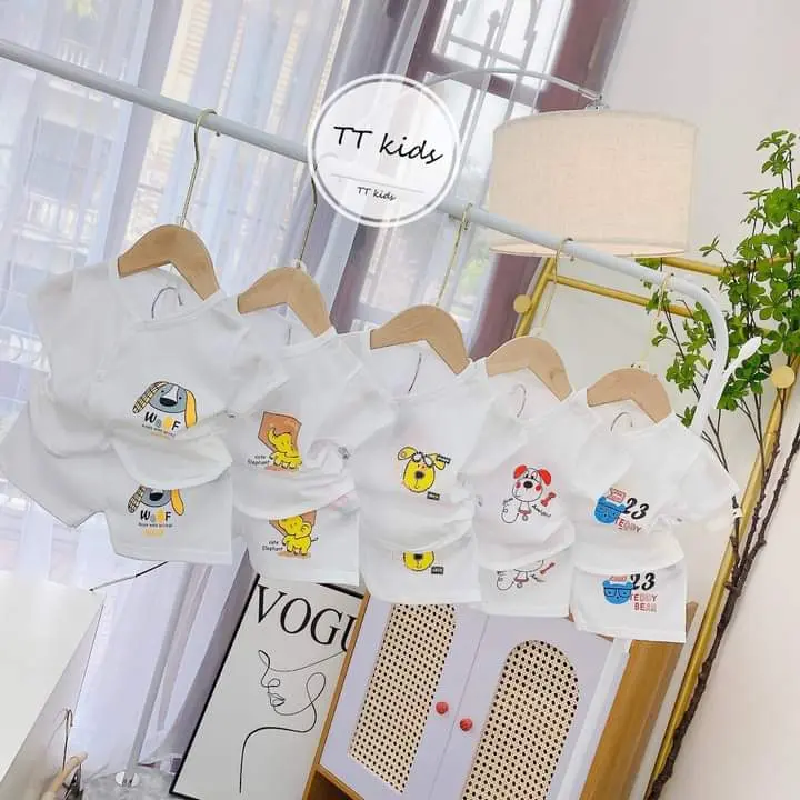 N42 (2) combo 5 bộ sơ sinh bé từ 3-8 ký, vải thun cotton mềm mịn mát, an toàn làn da của bé Cho Bé Vải Cotton