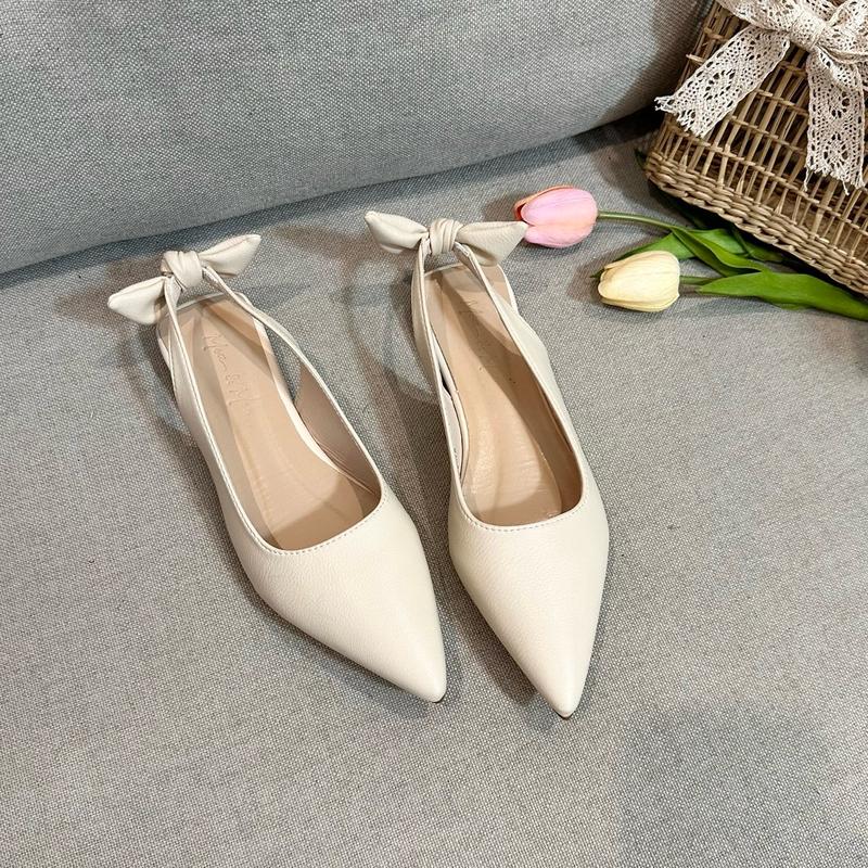 NG Giày mũi nhọn hở gót nơ buộc kèm form chuẩn Shoes Nữ