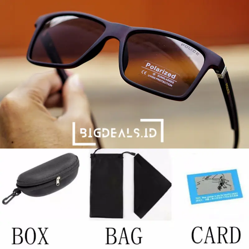 Berkualitas Tinggi - Kacamata Pria Wanita UV400 Polarized Anti Silau untuk Outdoor Type 1802 Black Lensa Eyewear Sunglasses Black Lensa