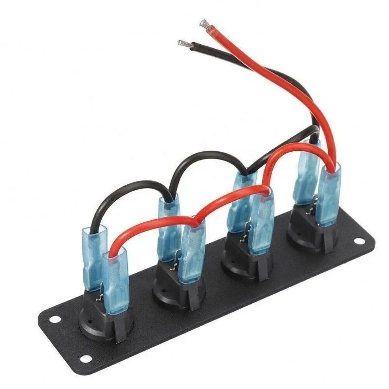 Product Introduction of 12V 1-4 Gang Universal Toggle Switch Panel USB Car Boat Marine RV Truck Blue LED Styling Accessories Marine Rocker Switch 56