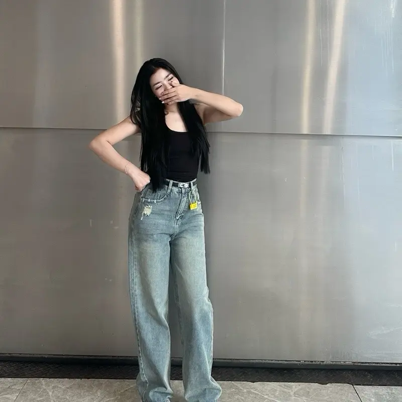 Quần jean nữ suông trơn xước túi trước rách túi sau V.M V30 và V31 (S-2XL) | BigBuy360 - bigbuy360.vn