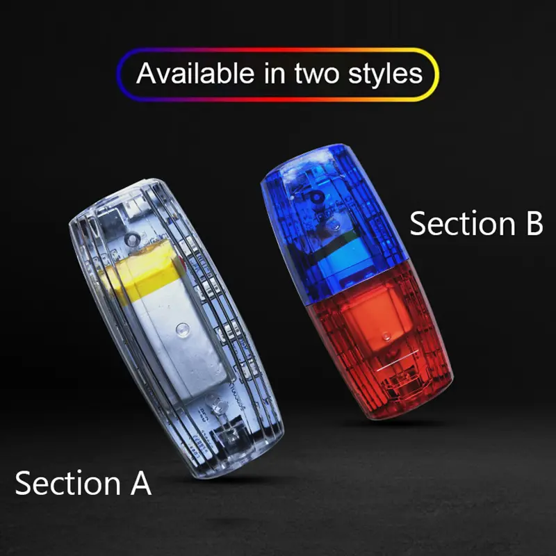 Đèn LED cảnh báo vai, màu đỏ và xanh lam, đèn kẹp vai, để bảo vệ công nhân vệ sinh, báo động tuần tra an toàn, đèn nhấp nháy tín hiệu 8