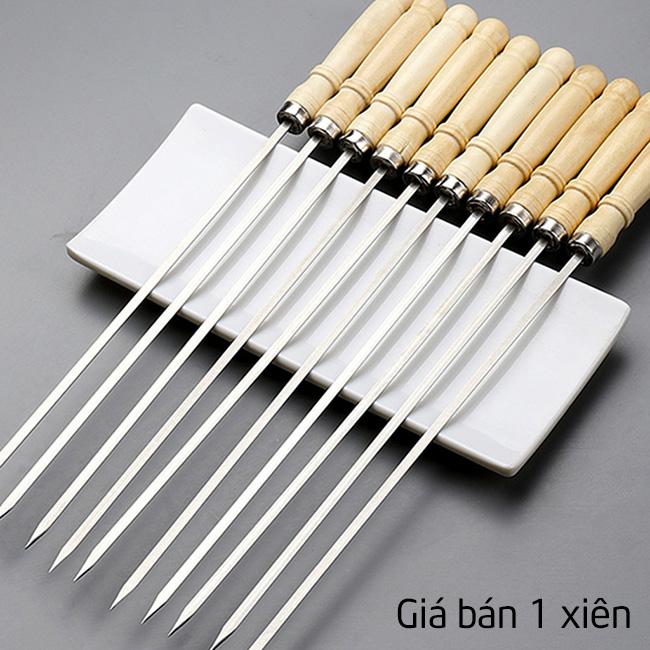 Xiên inox chuôi gỗ, xiên dùng nướng thịt, inox, Nướng tiện dụng ...