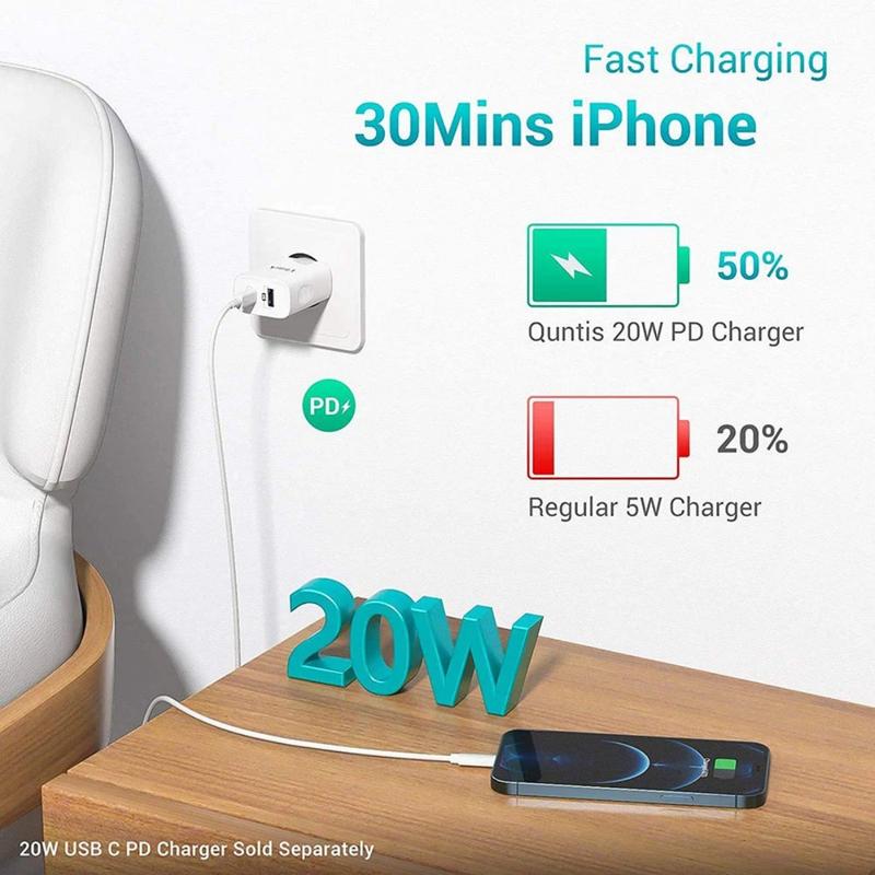 Cáp Type C, Chính Hãng 20W, Dành Cho iPhone 13 / 12 / 11 / 14 / 15, Pro Max, Mini, 7 / 8 Plus, X / XS / XR, Bộ Sạc iPad, Cáp Sạc Nhanh, Có Ngày Tháng Điện Thoại, Ba giắc Cắm, Hai Chiều Dài 8