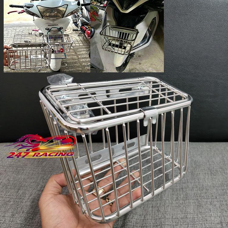 Rổ INOX Mini đa năng Có Nắp đậy gắn được nhiều loại xe máy