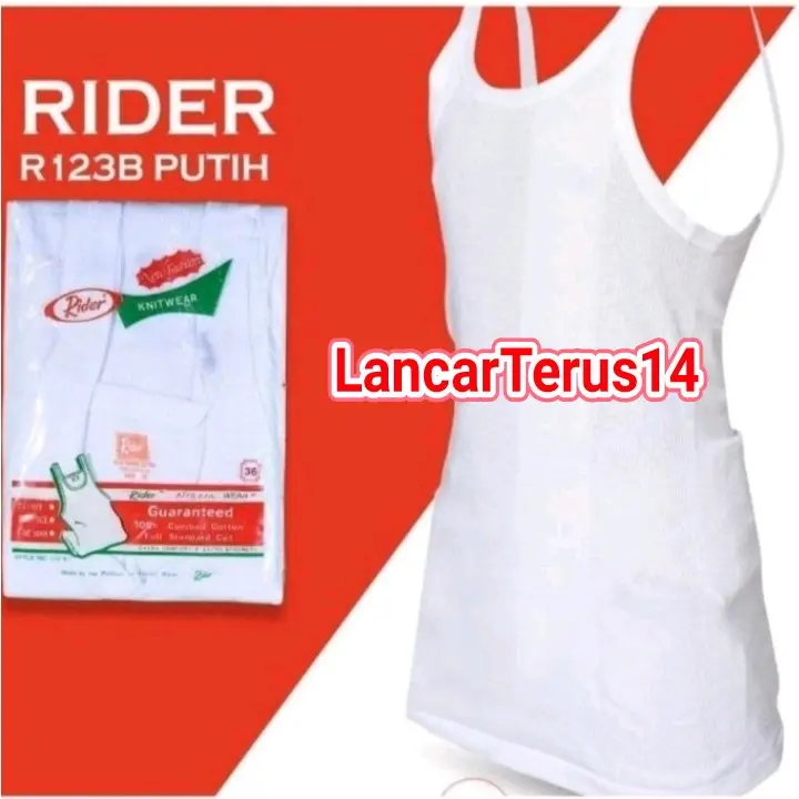 3Pcs Singlet Pria / Kaos Dalam Pria Merek Rider Katun - Size 32 - 42