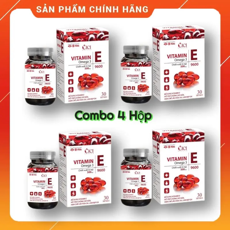 [ COMBO 4 HỘP ] Vitamin E Đỏ hộp 30 viên thực phẩm chăm sóc sắc đẹp 0