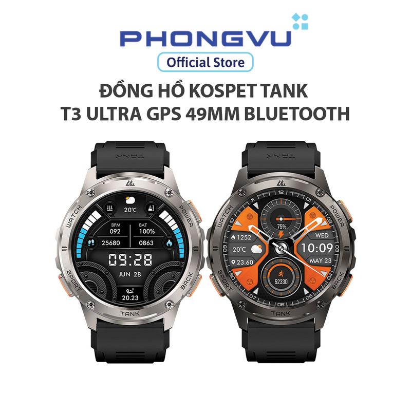 Đồng hồ Kospet Tank T3 Ultra GPS 49mm Bluetooth Vỏ Thép Dây Silicon - Bảo hành 12 tháng Smartwatch Watch