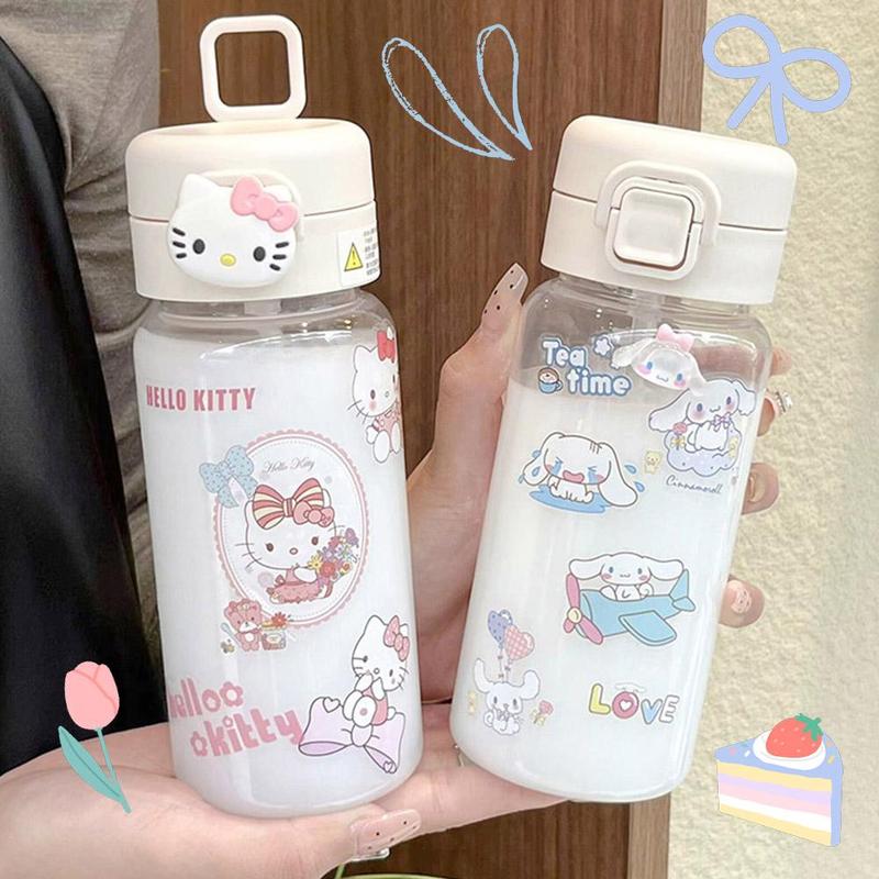 Cốc Nước, KT Cat, Dung Tích 500ml, Thiết Kế Hoạt Hình Dễ Thương Mới, Có Ống Hút, Cầm Tay, Cốc Lớn, Có Mũ Bảo Hiểm, Sticker, S9F1 0