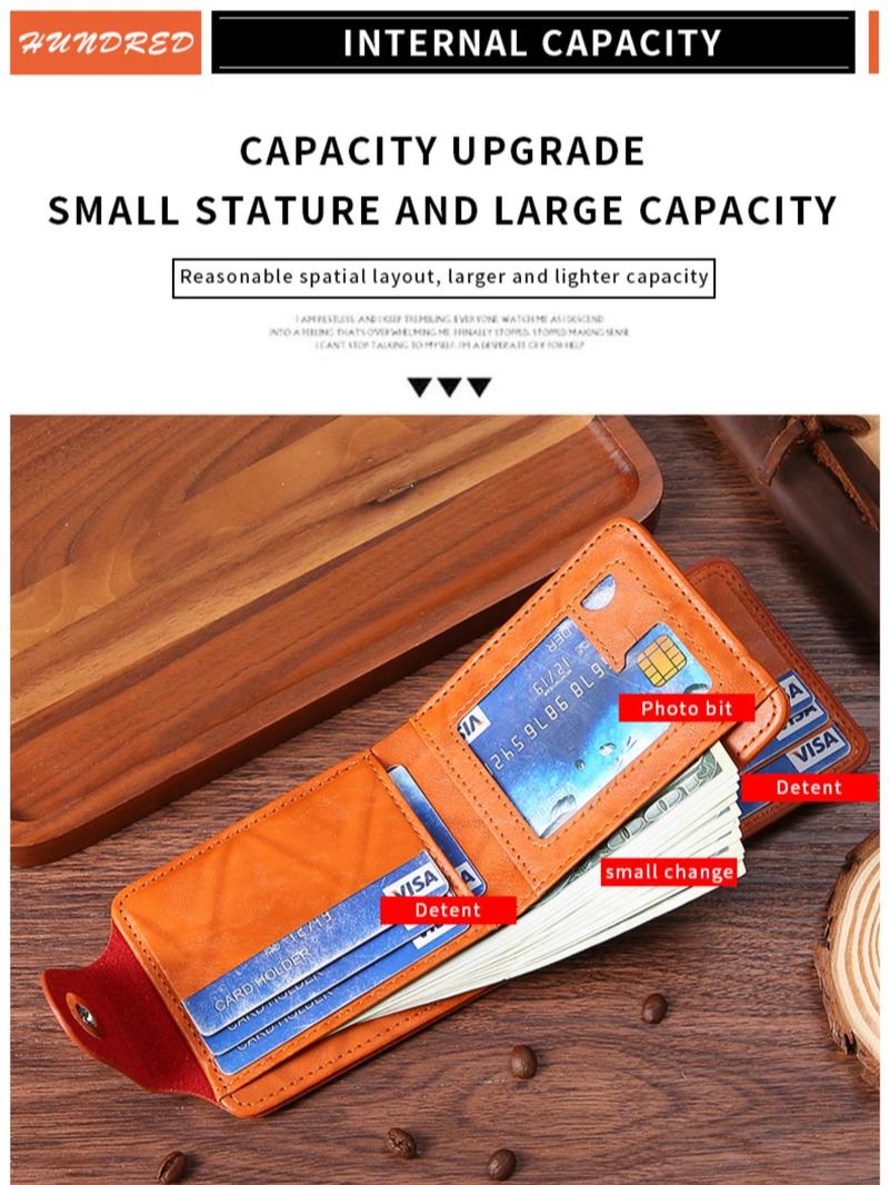 Product Introduction of Men's Vintage Casual Wallet, Fashionable All Over Print Card Holder with Coin Pocket, Durable Credit Card Wallet for Daily Commuting and Travel 7