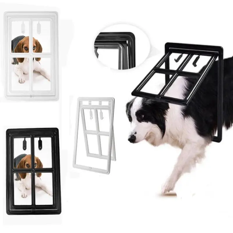 Lockable Plastic Pet Door for Mosquito Proof Screen Window Security Flap Gates Pet Tunnel Fence Free