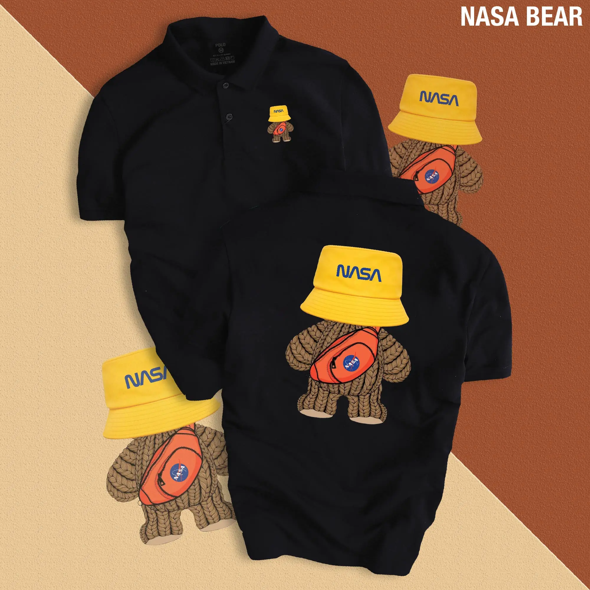 Áo Polo Nam Nữ NASA BEAR thiết kế sang trọng chất vải CVC kháng khuẩn, chống nhăn, thoáng mát Menswear Có Cổ Ngắn Tay Cọc Tay Cotton Shirt