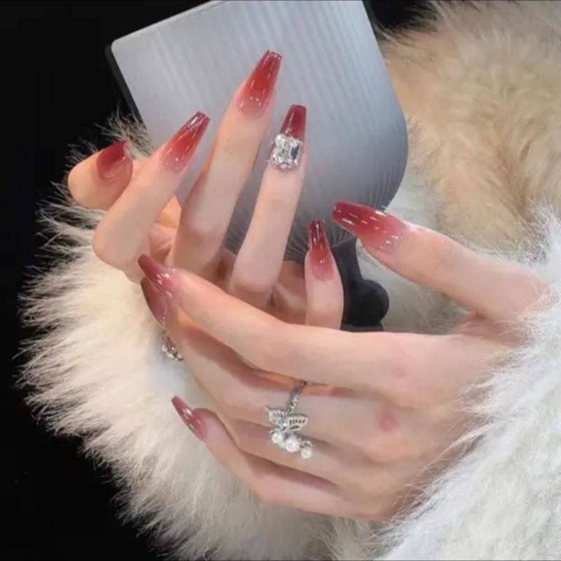 Mã M385 mẫu 24 nail giả kèm keo đính đá cao cấp