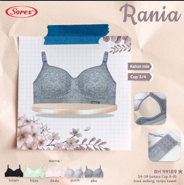[ 1pcs ] Bra Busa Tipis Sorex 99189 size 34-38 |Tanpa Kawat Kait 3 Cutting 3/4 [ Cup A-B ] Poliester Lembut 0
