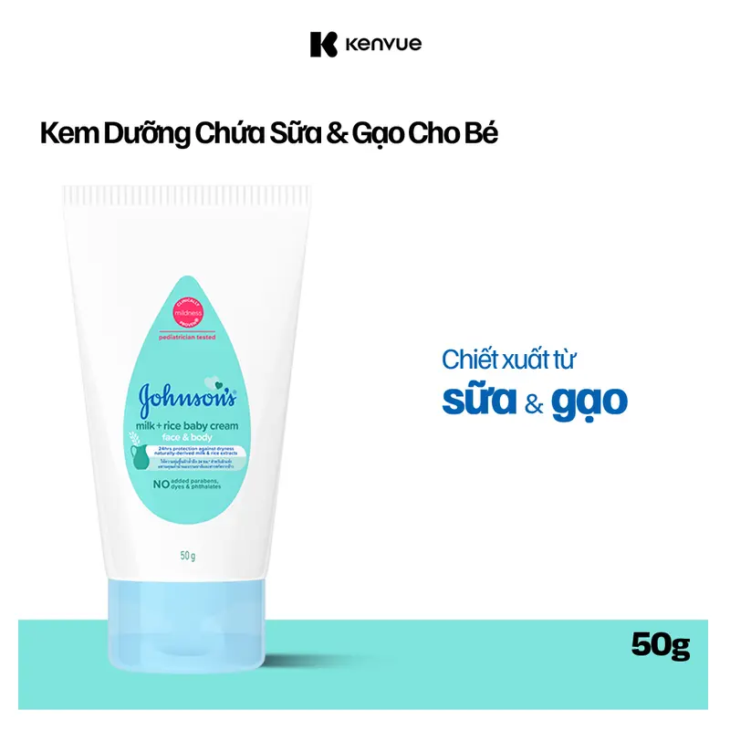 [LS] Kem dưỡng da chứa Sữa và gạo Johnson's Baby 50g - Cho Bé 1