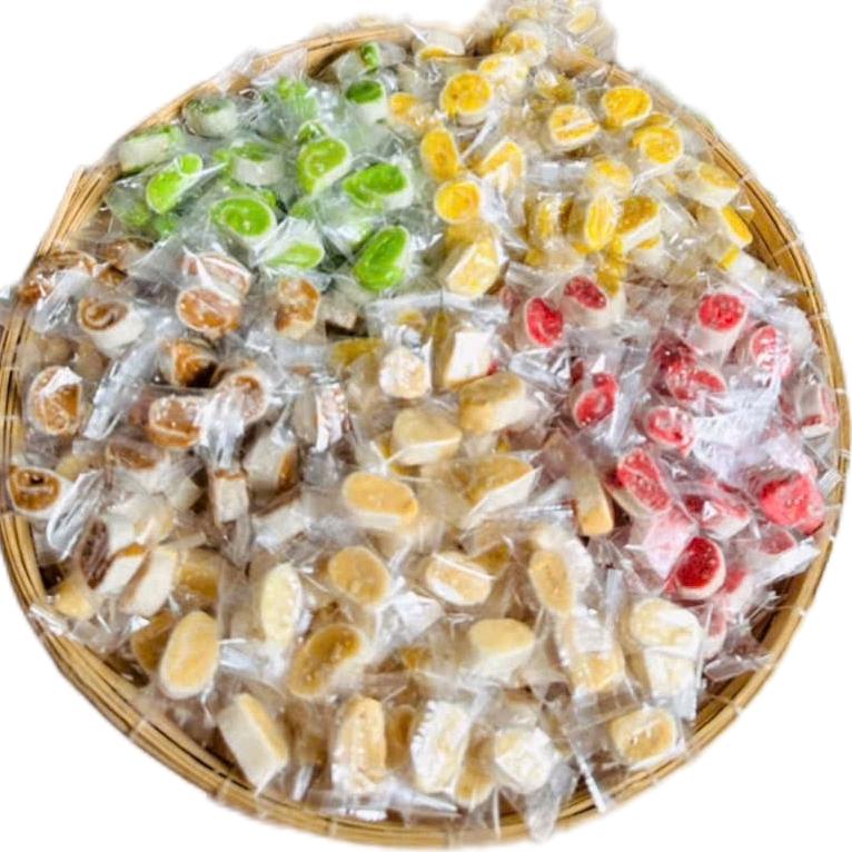  Kẹo dừa non ít ngọt mềm dẻo mix nhiều vị truyền thống cà phê lá dứa sầu riêng cốm dâu 500g kẹo  tráicây 