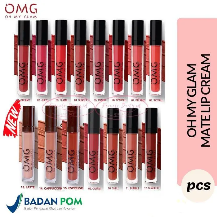 OMG OH MY GLAM Matte Kiss Lip Cream 3,5Gr / Lipstik Lipcream OMG BPOM Bibir Gloss