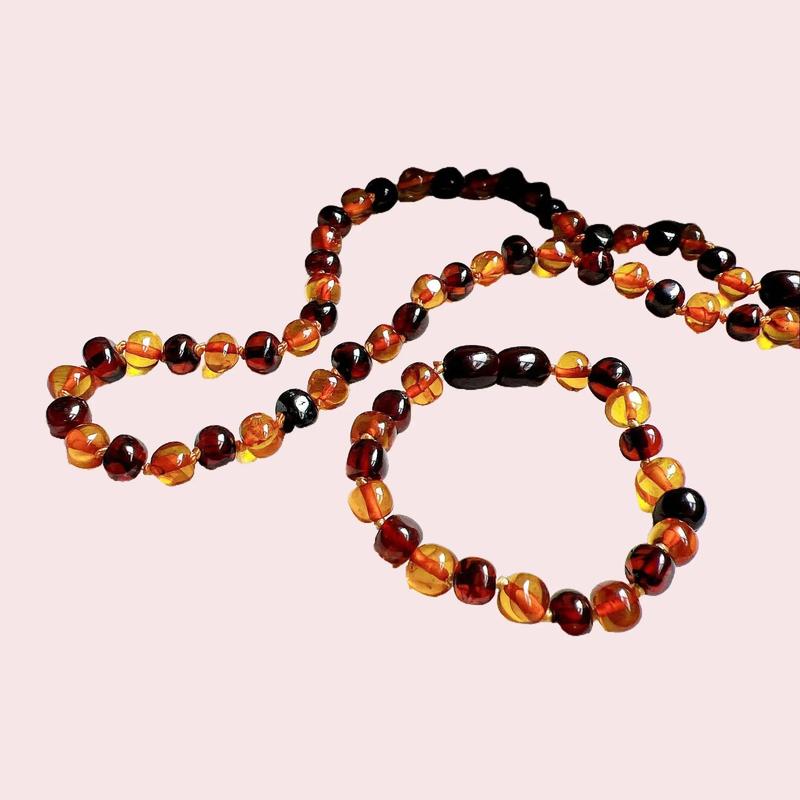 Bộ Vòng hổ phách Helen tự nhiên cho bé mix 2 màu