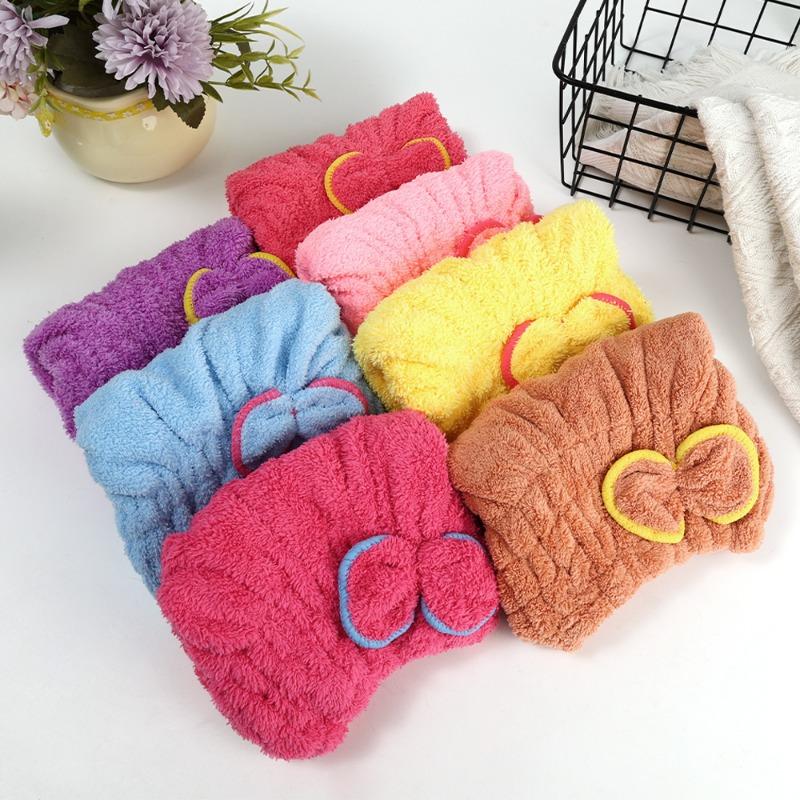 Product Introduction of Bowknot Microfiber Shower Caps Lovely Absorbent Bathing Textile Bath Quickly Dry Hair Towel Bath Shower Hats 22