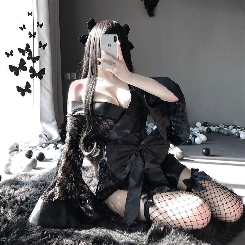 Cosplay Hầu Gái Zhan Ji, Tóc Đuôi Ngựa Đôi, Áo Cardigan Nhật Bản Tối Màu, Áo Choàng Tắm Kimono, Áo Choàng Tắm, Váy Ngủ, Gợi Cảm 7