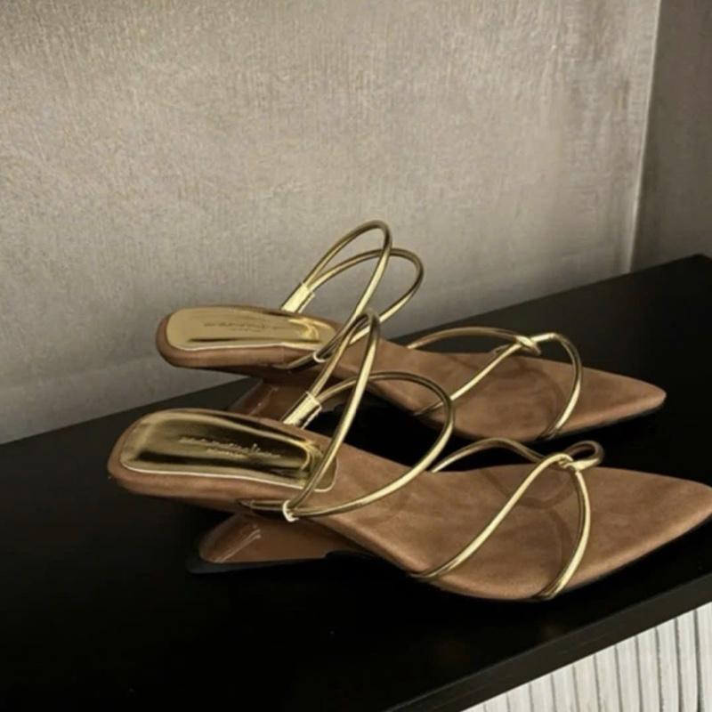 Dép cao gót Sandal nữ đế xuồng dây 5 ly chéo mũi NHỌN 789 cao 5 cm