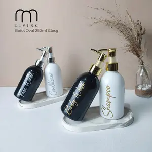 Botol Sabun Cair Aesthetic 250ml OVAL HITAM & PUTIH GOLD & SILVER