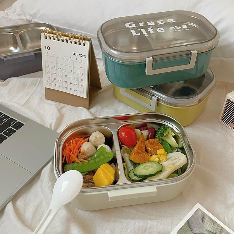 Hộp cơm Bento 2 ngăn giữ nhiệt thích hợp cho học sinh - sinh viên - nhân viên văn phòng