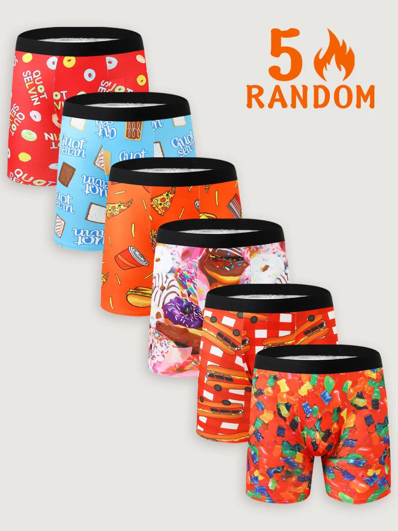 Random Men's All Over Print Boxer Brief, Breathable Comfortable Underwear for Daily Wear, Casual Men's Underwear for All Seasons