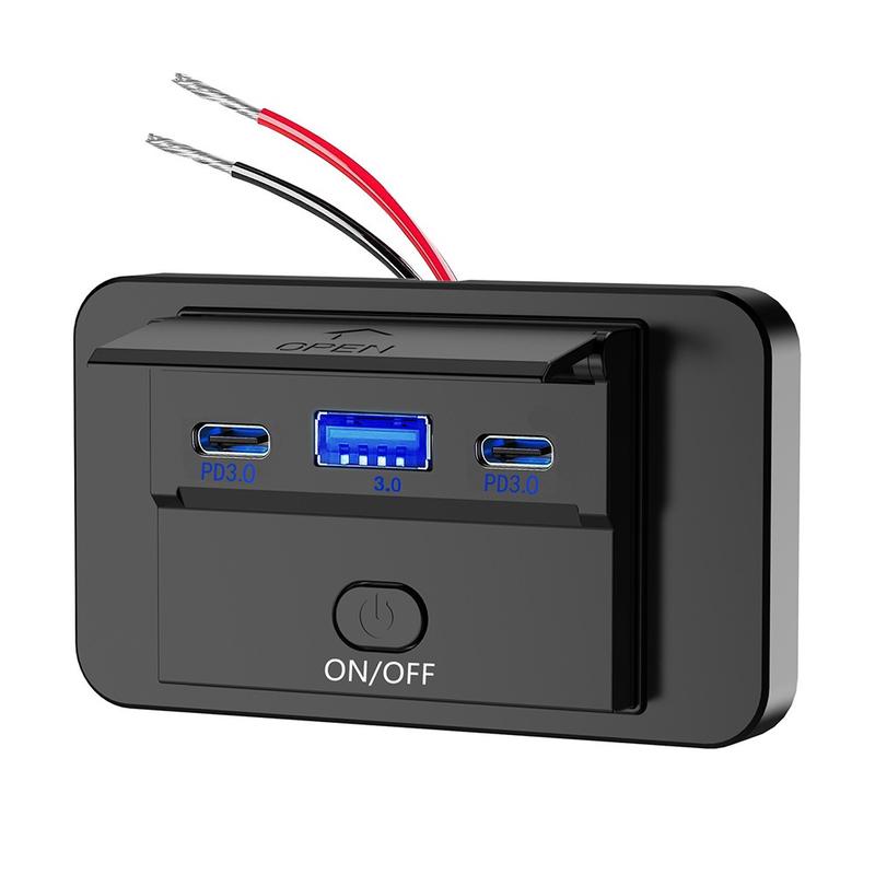 USB Car Charging Socket Dual PD +USB 3.0 Fast Charger Socket Panel 6