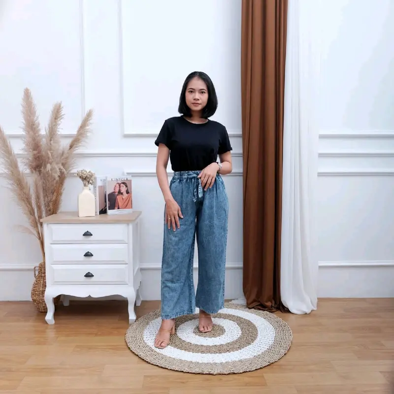 CELANA KULOT JEANS SNOW BLACK DAN BLUE RAWIS DAN LIPAT 2