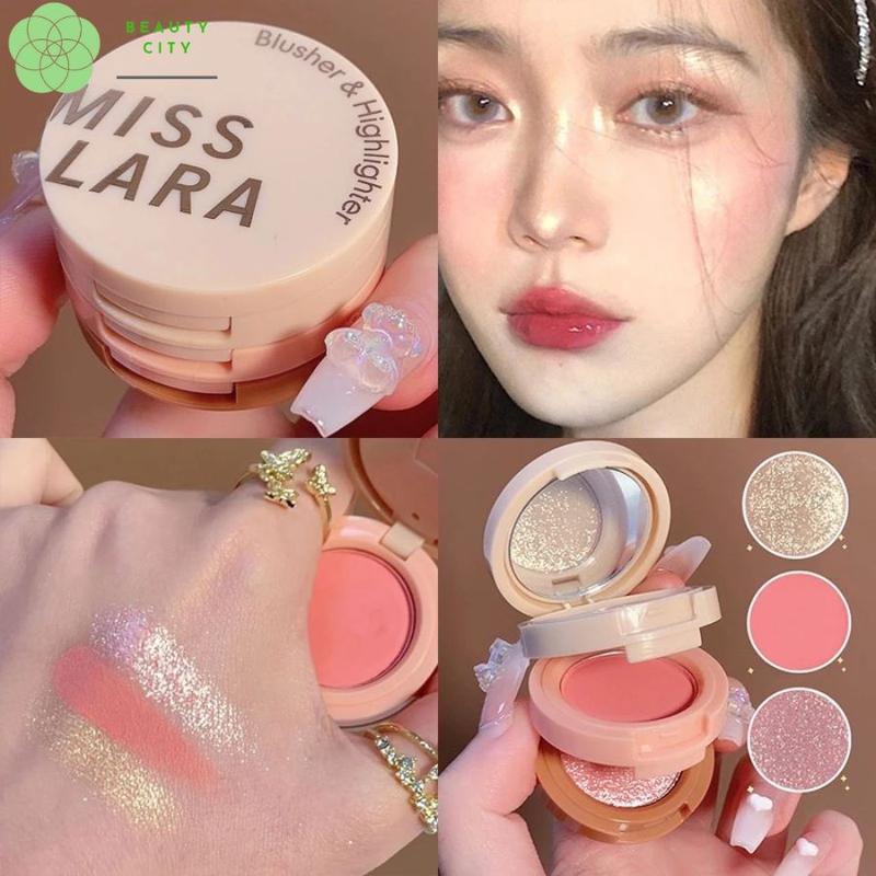 Phấn má hồng MISS LARA 3 trong 1 Phấn Mắt + Má Hồng + Bắt Sáng 3 Tầng MISS LARA Blusher & Highlighter Kèm Gương_ Beautycity