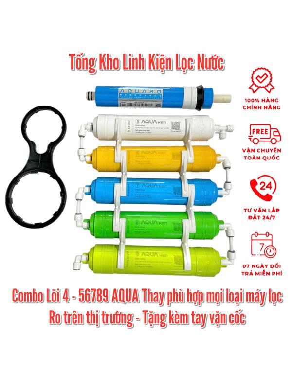Bộ Lõi Lọc Nước Ro số 4 + Khoáng Màu 5,6,7,8,9 RO Của AQUA Lắp cho mọi loại máy lọc RO trên thị trường