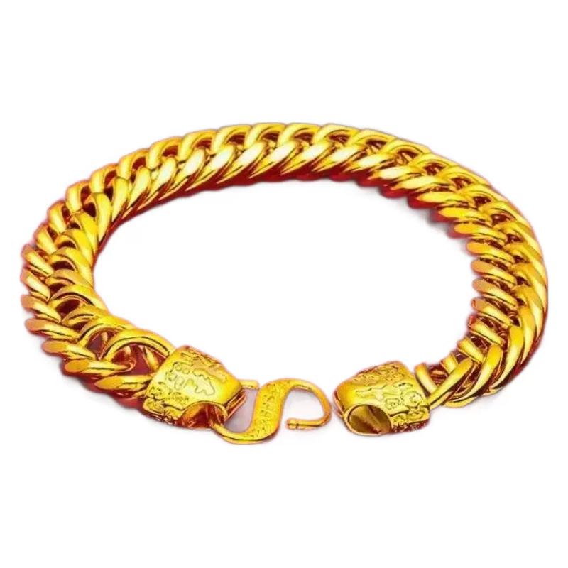High Imitation Vietnamese Gold-Plated Jewelry Source Dominant Classic Trendy Men's Boss Tank Bracelet Fu Character Head Bracelet 4