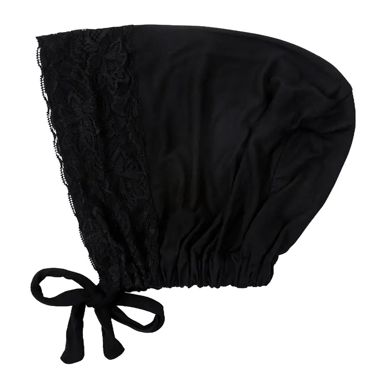 New Pure Color Mercerized Cotton Bandage Elastic Bottoming Hood Muslim Tether Adjustable Lace Tam-O'-Shanter Ramadan 8