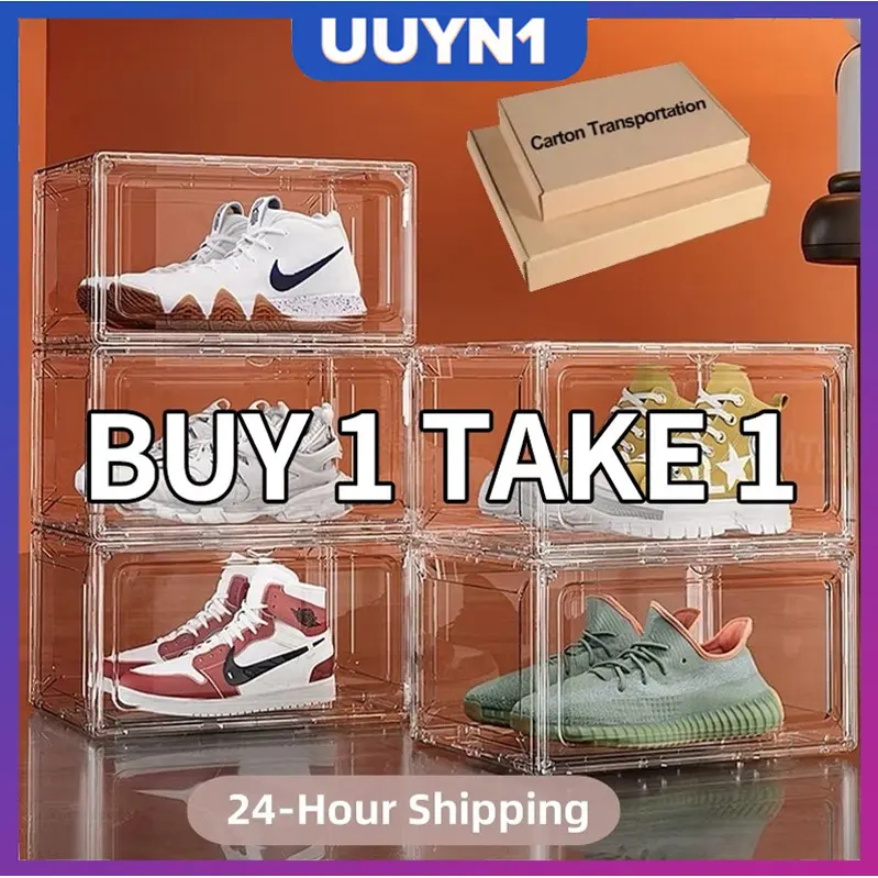 In stock Buy 1Take 1 Acrylic shoe box Magnetic side drop shoe box ...