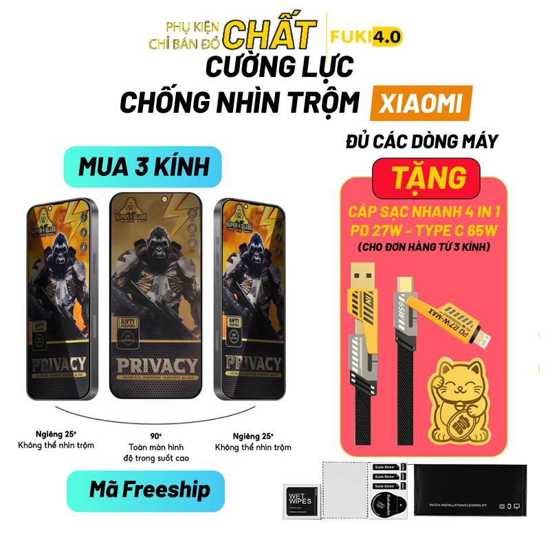 Kính cường lực chống nhìn trộm tương thích với Xiaomi Redmi 14c/13/13c/12/12c note 14/13/13 pro/12/12 pro/11/11pro/black shark đủ các dòng độ cứng 9H, chống trầy xước cuong luc androi 10