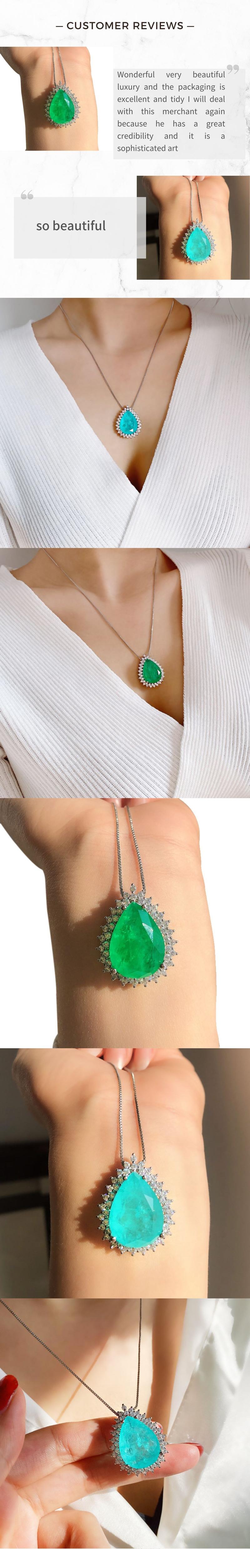 Product Introduction of Luxury Quality Jewelry Cubic Zircon Paraiba Tourmaline Emerald Stone Pendant Necklace for women Chains Valentine Day Gift 1