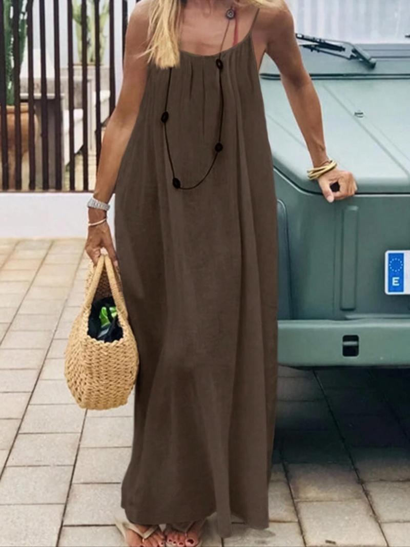 Product Introduction of Women's Solid Color Backless Cami Dress, Casual Sleeveless Dress for Summer, Ladies Clothes for Beach Holiday Vacation 5
