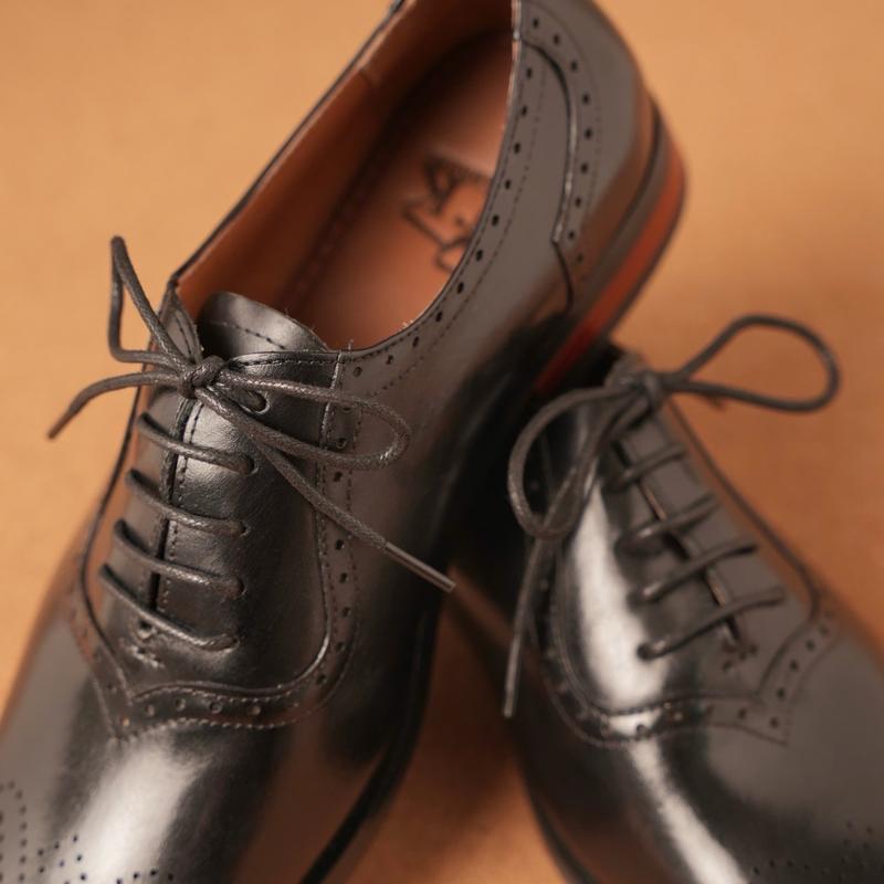 Giày oxford plain toe full brogues màu đen 2